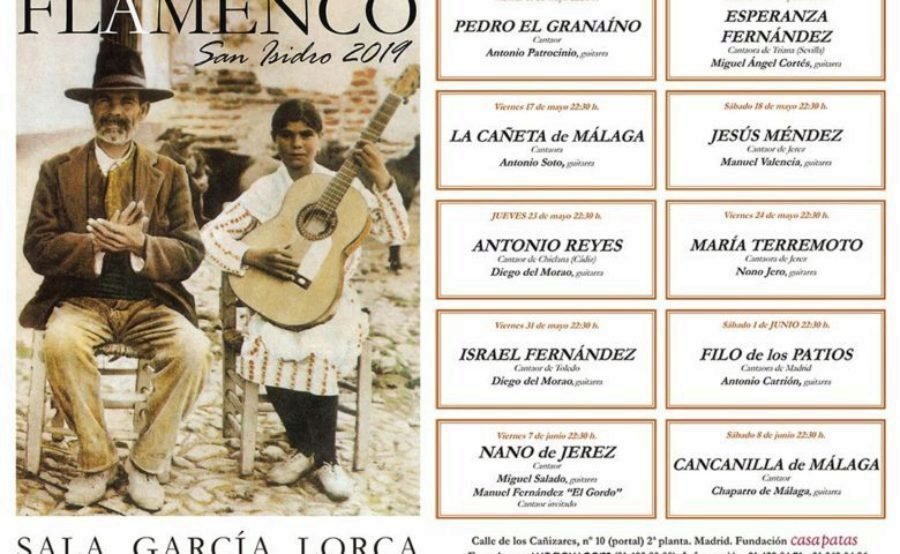 Espléndido cartel “Flamenco en San Isidro 2019” en la García Lorca de Casa Patas