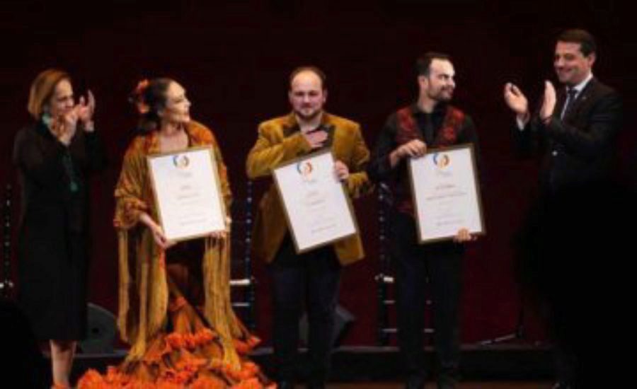 Ganadores Concurso de Arte Flamenco de Córdoba: José Fermín Fernández, guitarra; Florencia Oz, baile; y Francisco Escudero “El Perrete”, cante