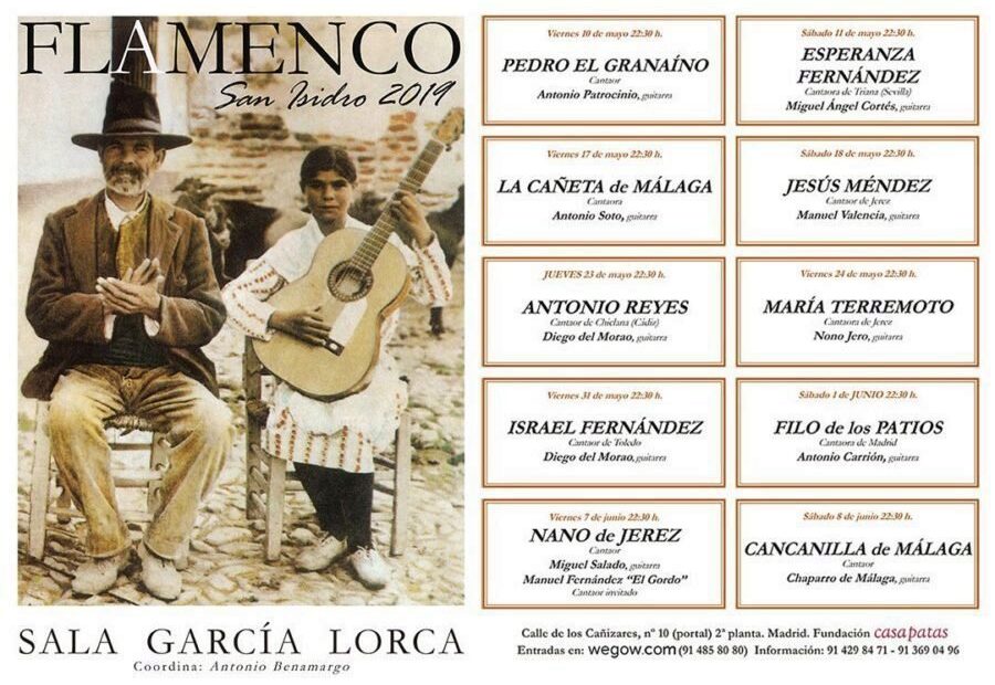 Espléndido cartel “Flamenco en San Isidro 2019” en la García Lorca de Casa Patas